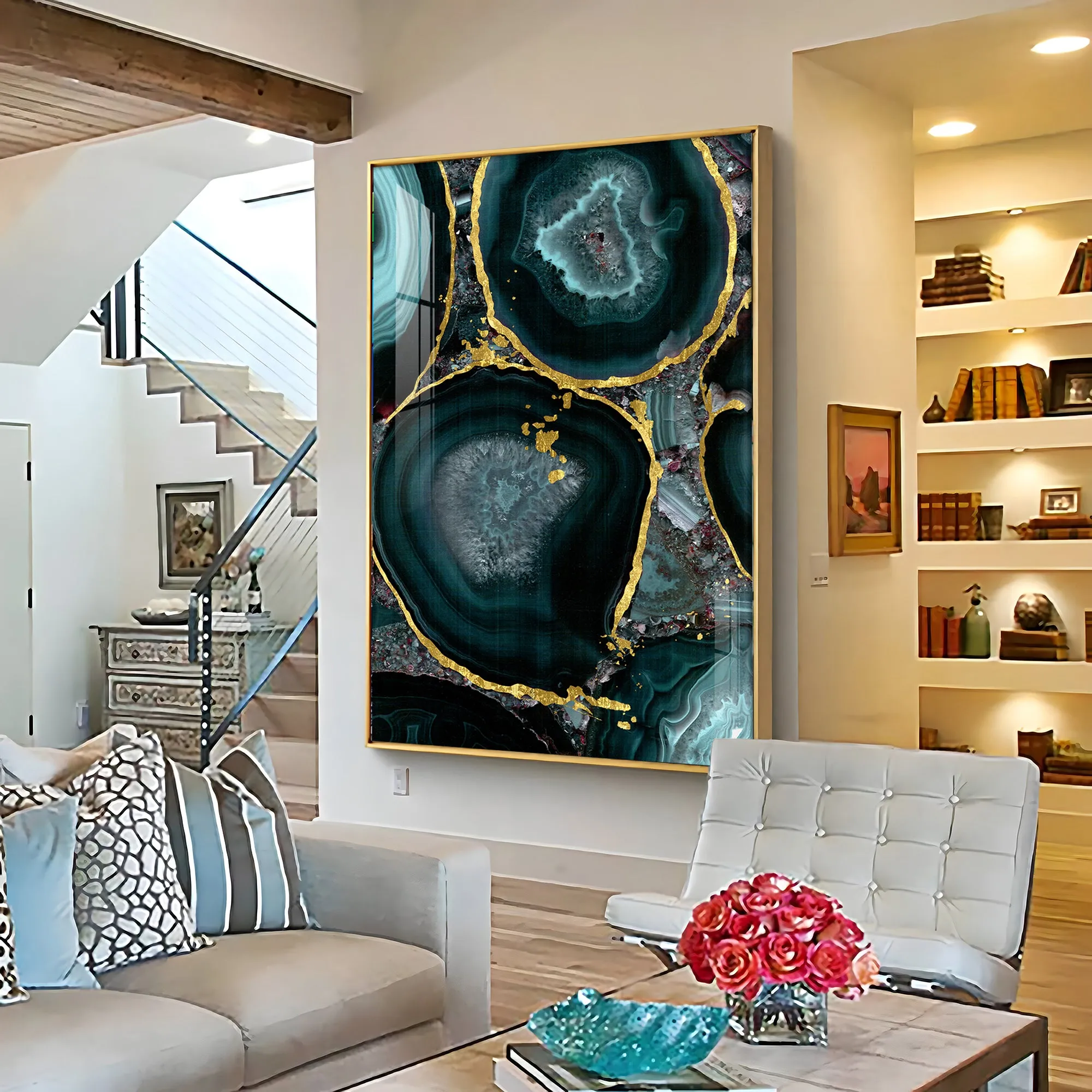 Abstract Art Agate Stone Premium Acrylic Vertical Wall Art