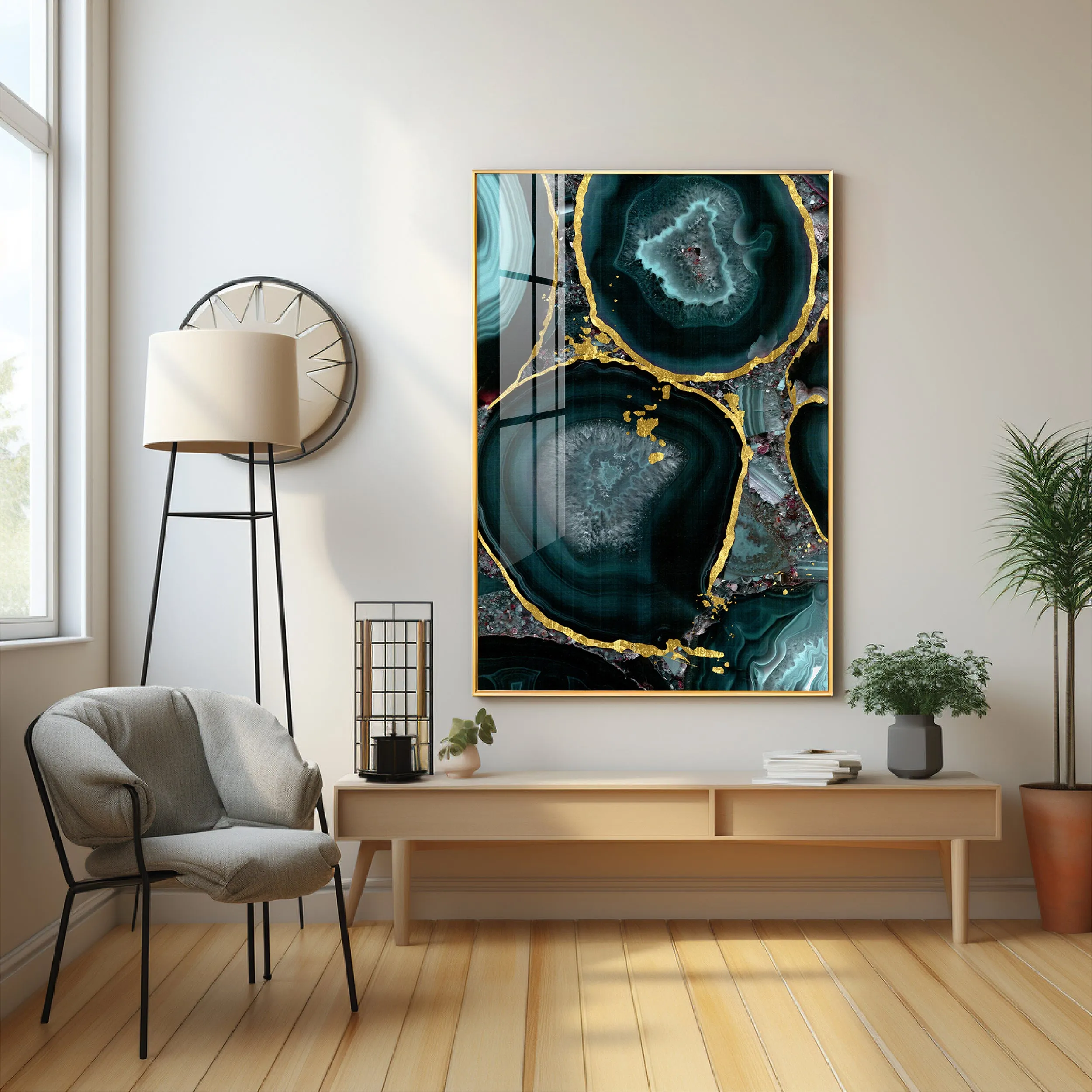 Abstract Art Agate Stone Premium Acrylic Vertical Wall Art