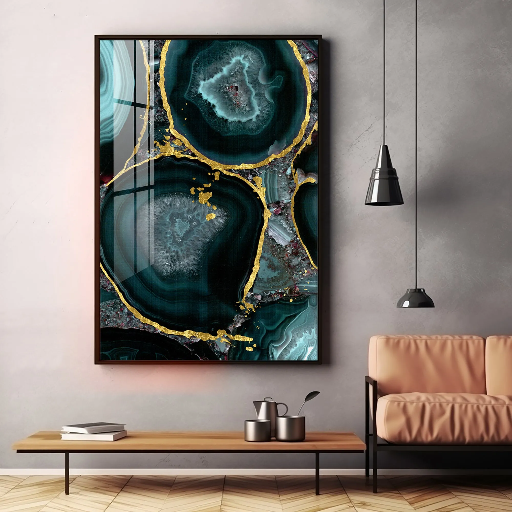 Abstract Art Agate Stone Premium Acrylic Vertical Wall Art