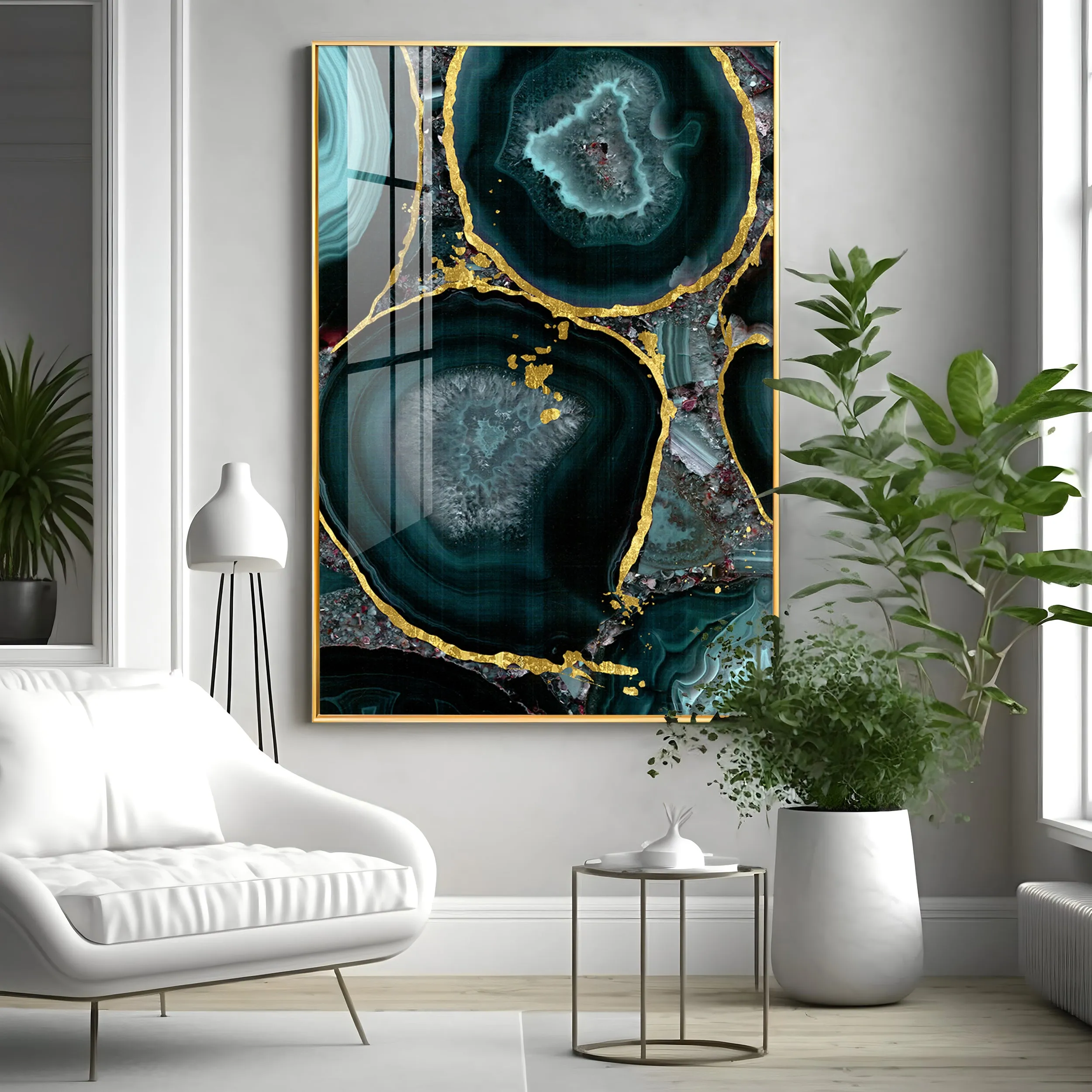 Abstract Art Agate Stone Premium Acrylic Vertical Wall Art