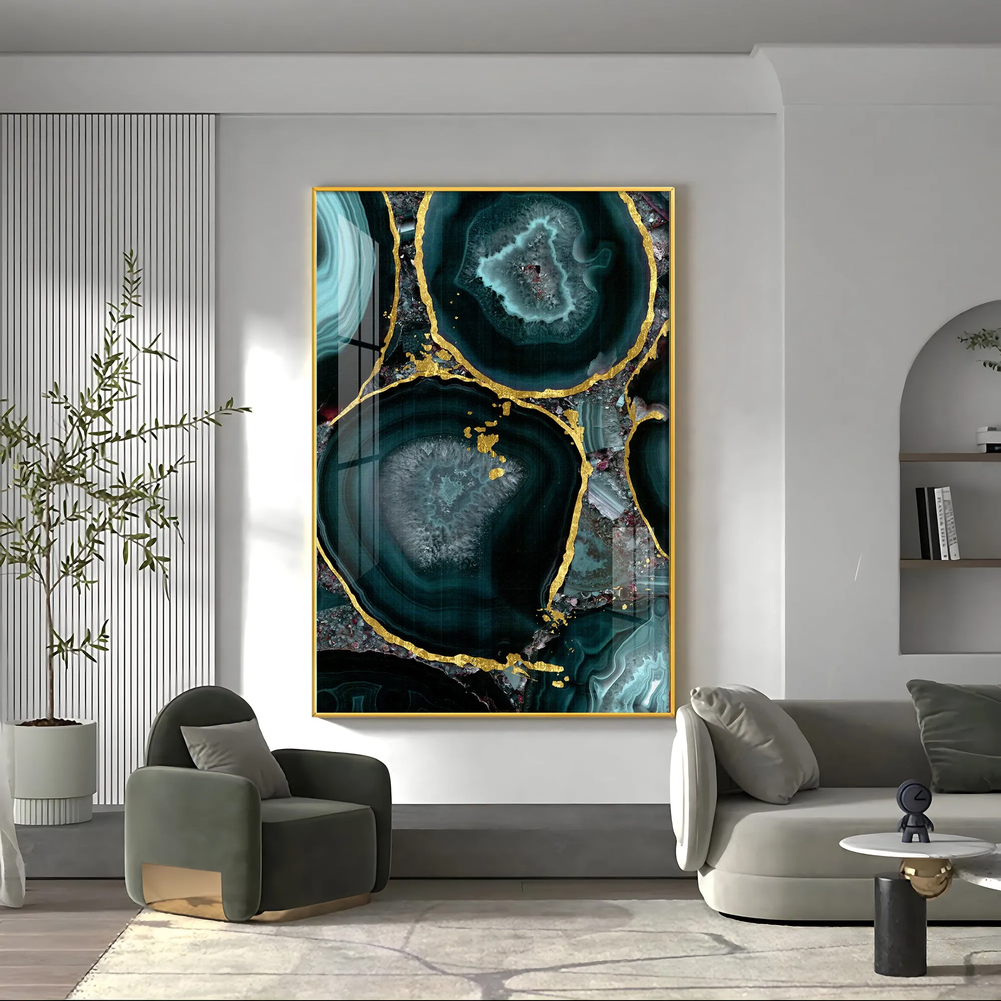 Abstract Art Agate Stone Premium Acrylic Vertical Wall Art