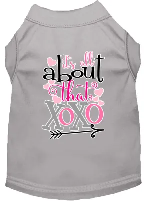 All About That Xoxo Screen Print Dog Shirt Grey Lg