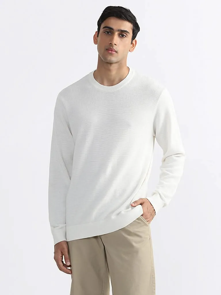 Ascot Off-White Cotton Relaxed-Fit Sweater