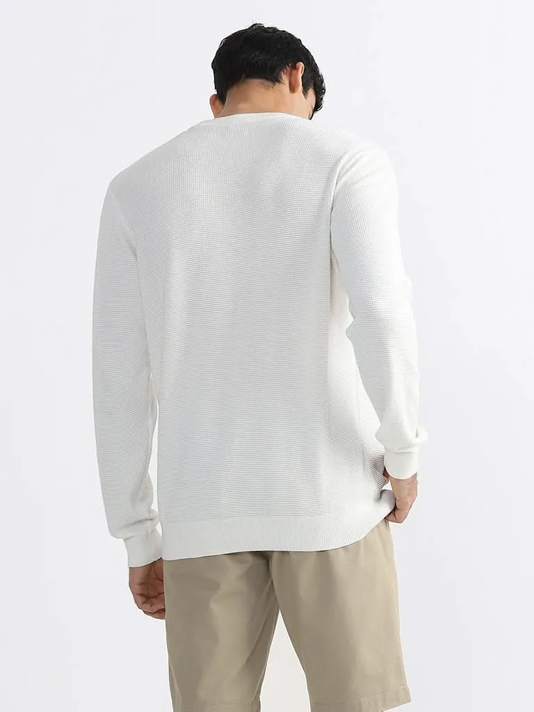 Ascot Off-White Cotton Relaxed-Fit Sweater