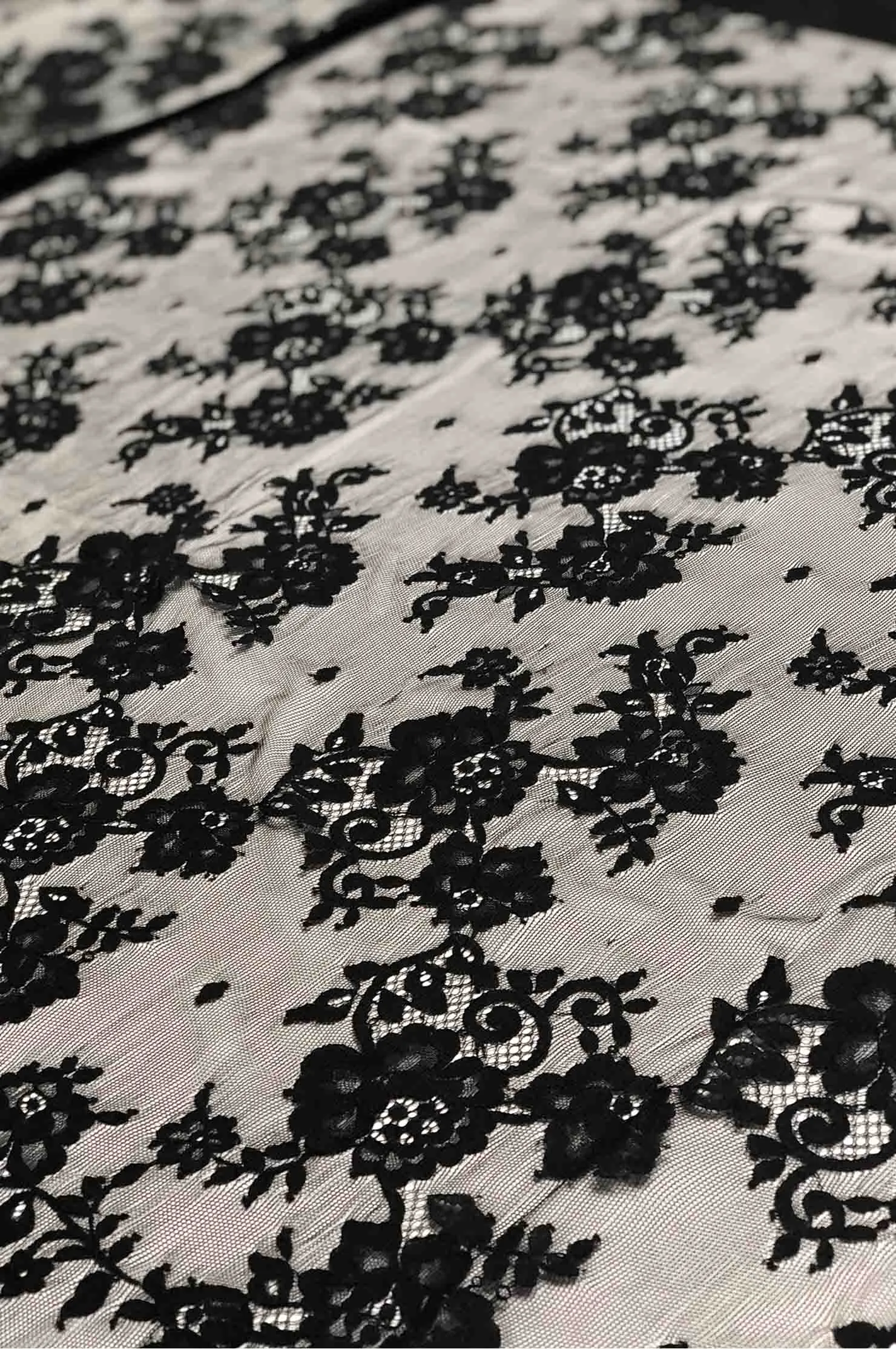 Black French Plain Lace FLP-005/5 Fabric