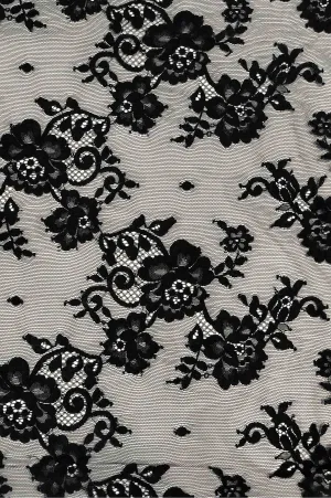 Black French Plain Lace FLP-005/5 Fabric