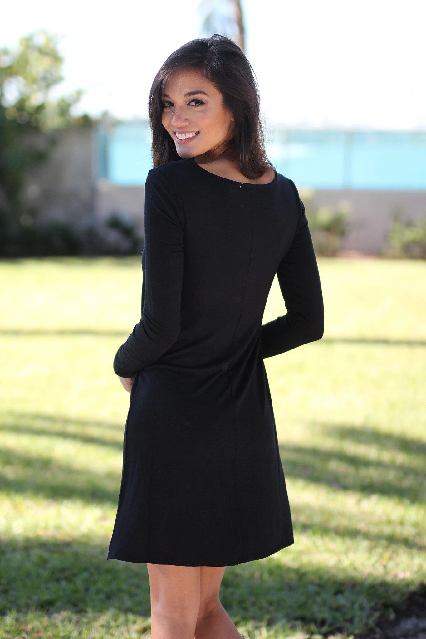 Black Long Sleeve Tunic Dress