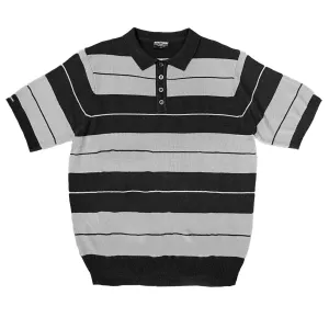 Black Striped Knit Polo