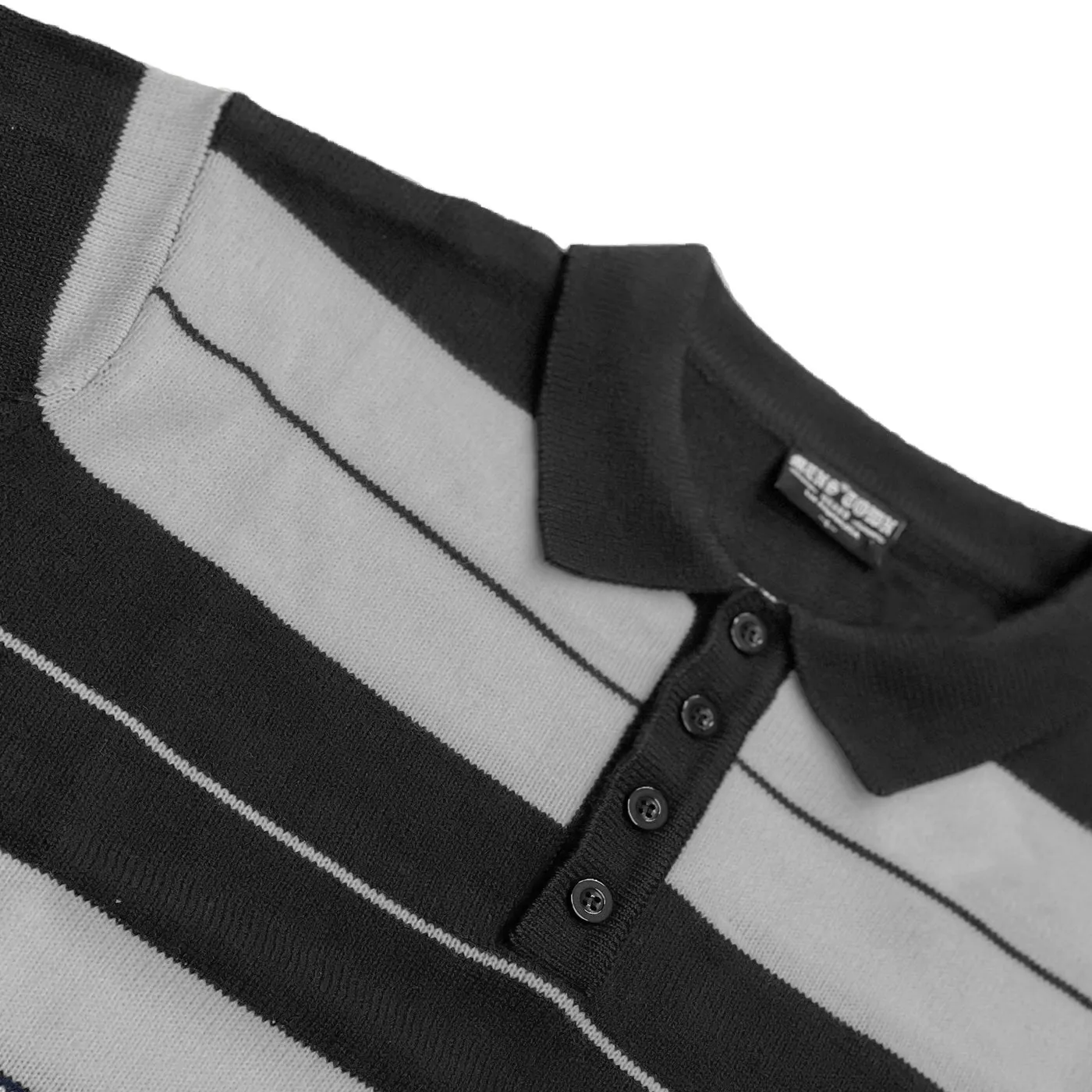 Black Striped Knit Polo