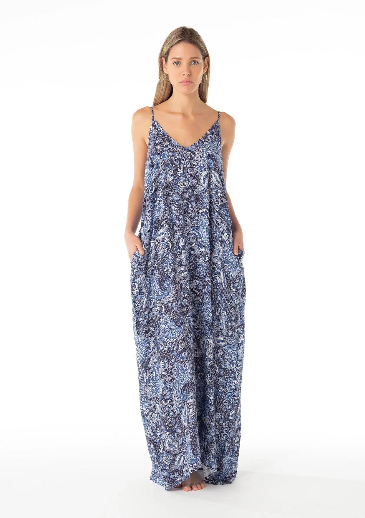 BLUE FLORAL MILA MAXI