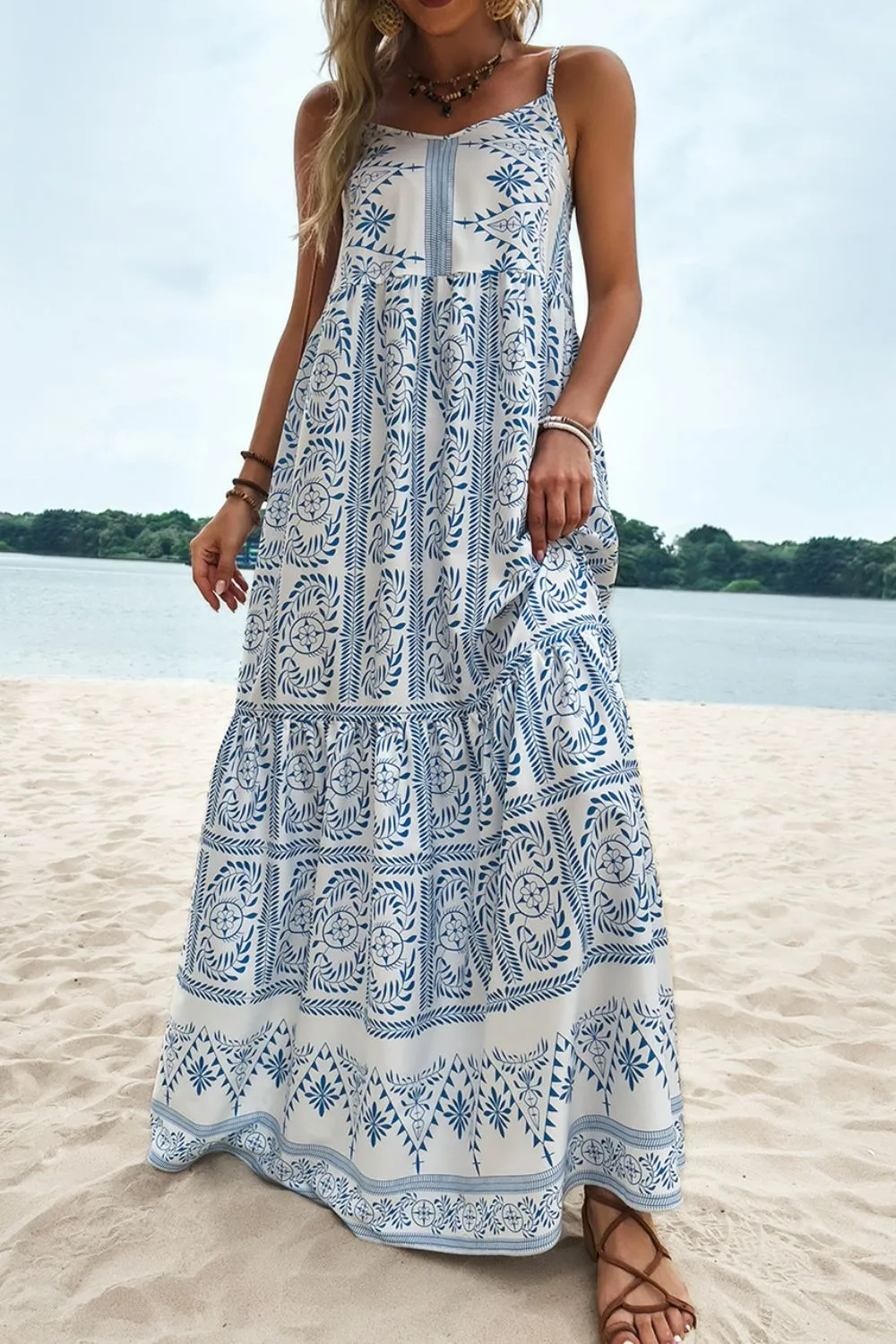 Bohemian Spaghetti Strap Maxi Dress