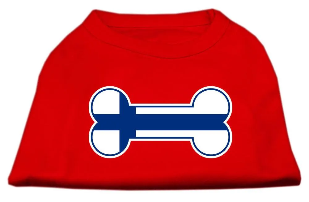 Bone Shaped Finland Flag Screen Print Shirts Red XXXL(20)