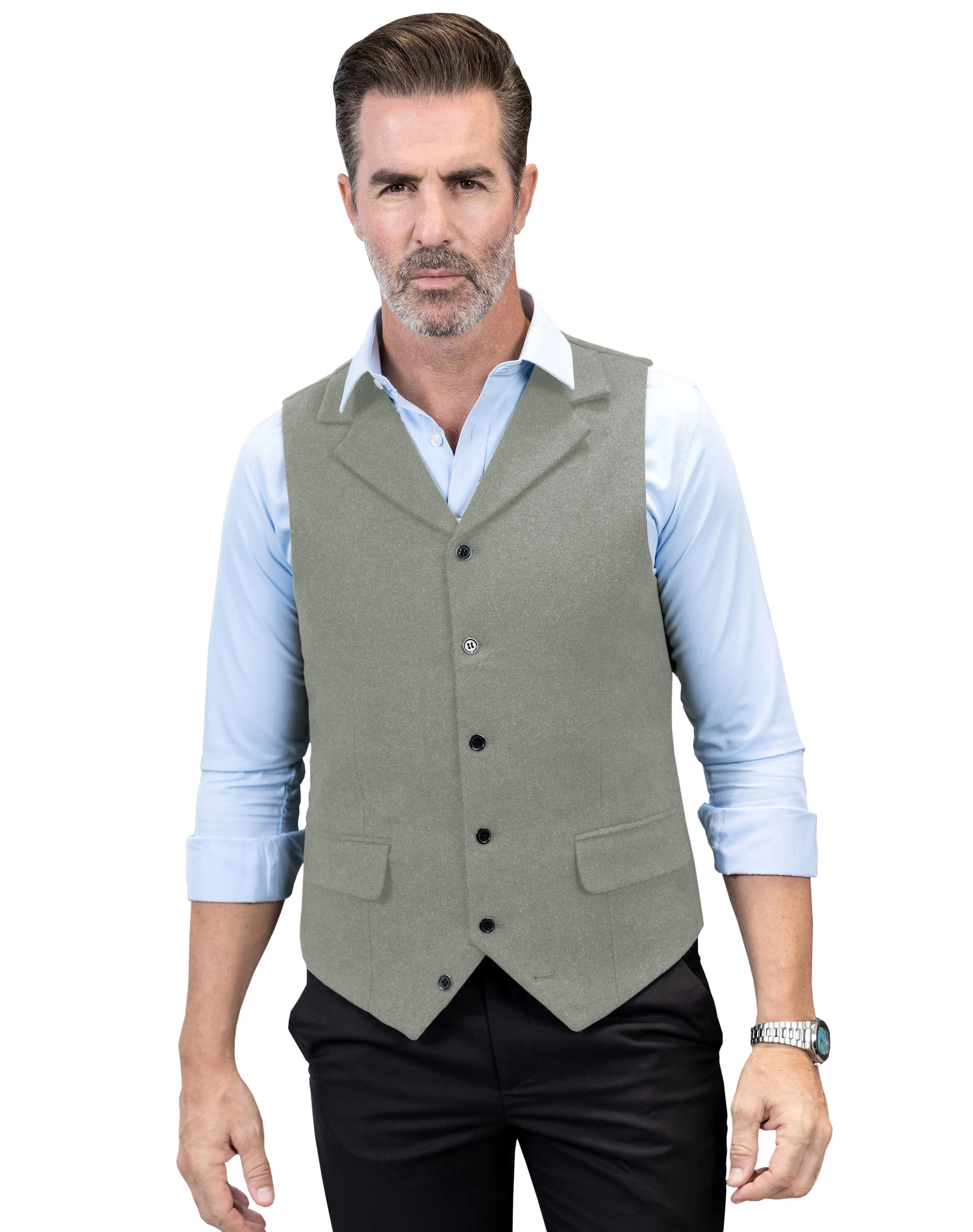 Business Casual Single Breasted Notch Lapel Mens Vest