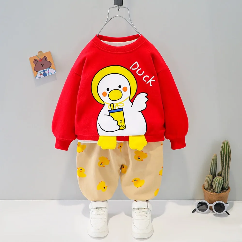 Cartoon Animal Design  Warm Sweater Pants For Kids