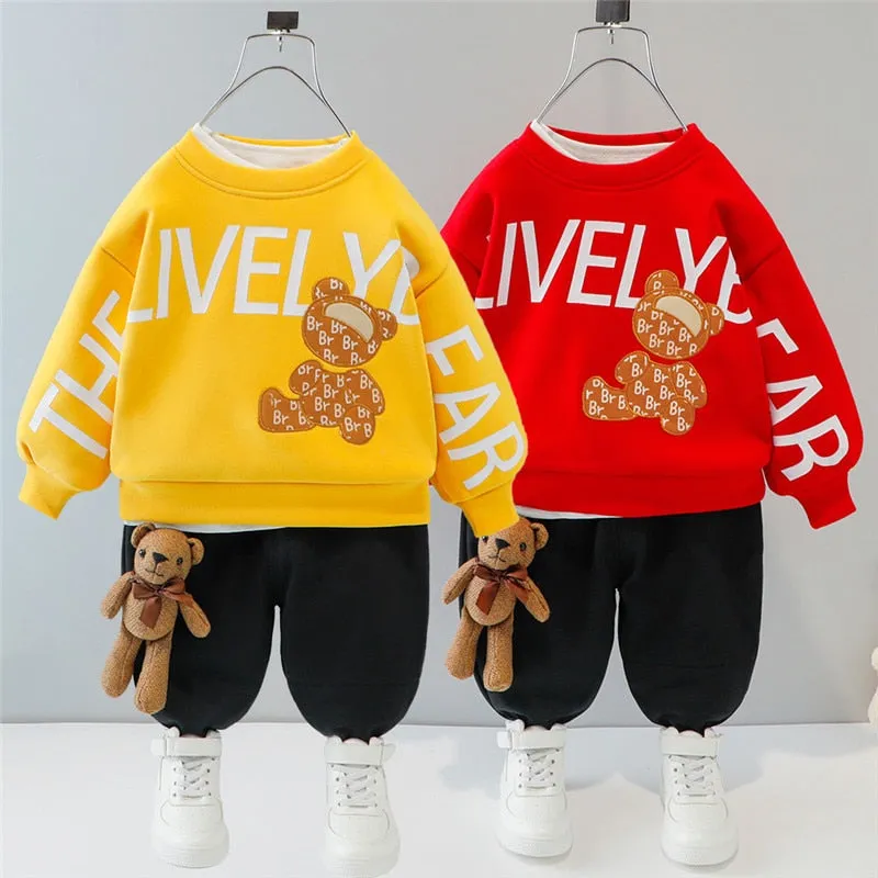 Cartoon Animal Design  Warm Sweater Pants For Kids