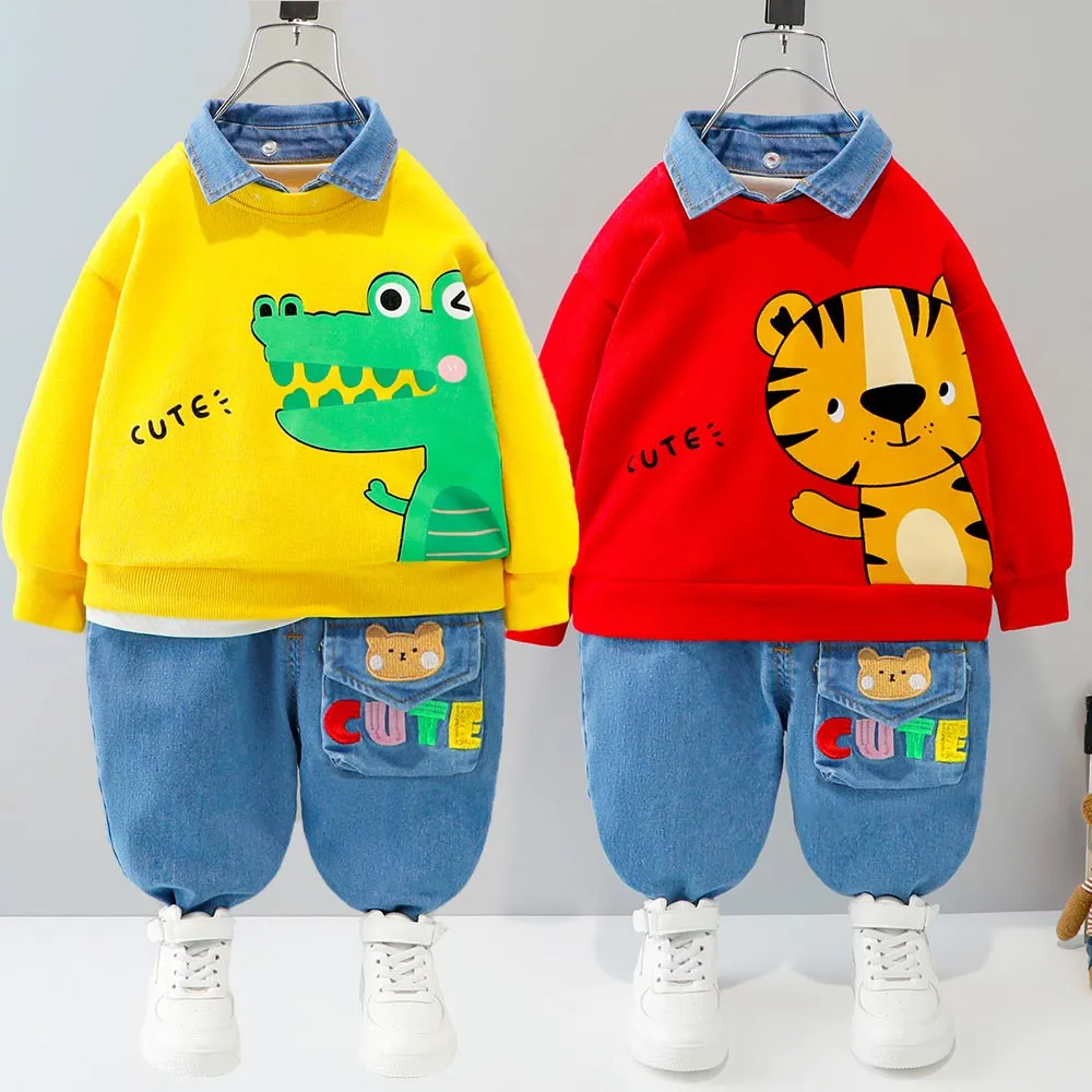 Cartoon Animal Design  Warm Sweater Pants For Kids