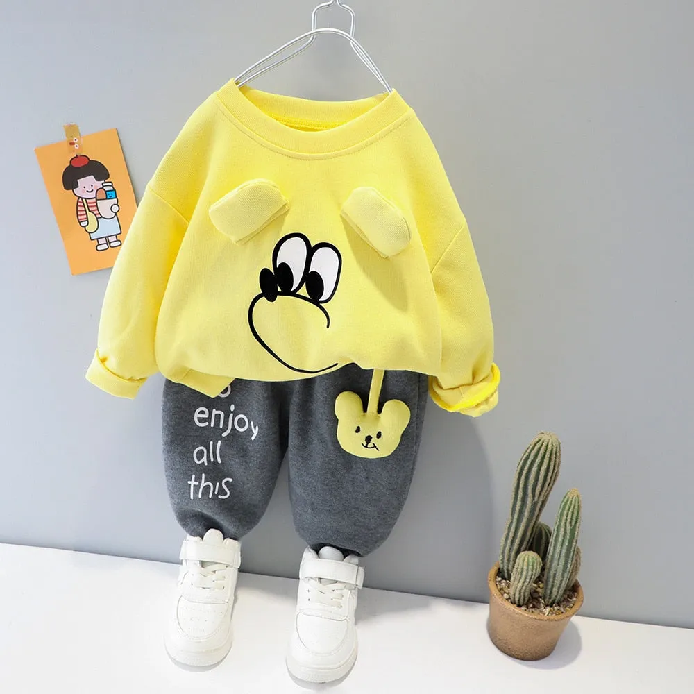 Cartoon Animal Design  Warm Sweater Pants For Kids