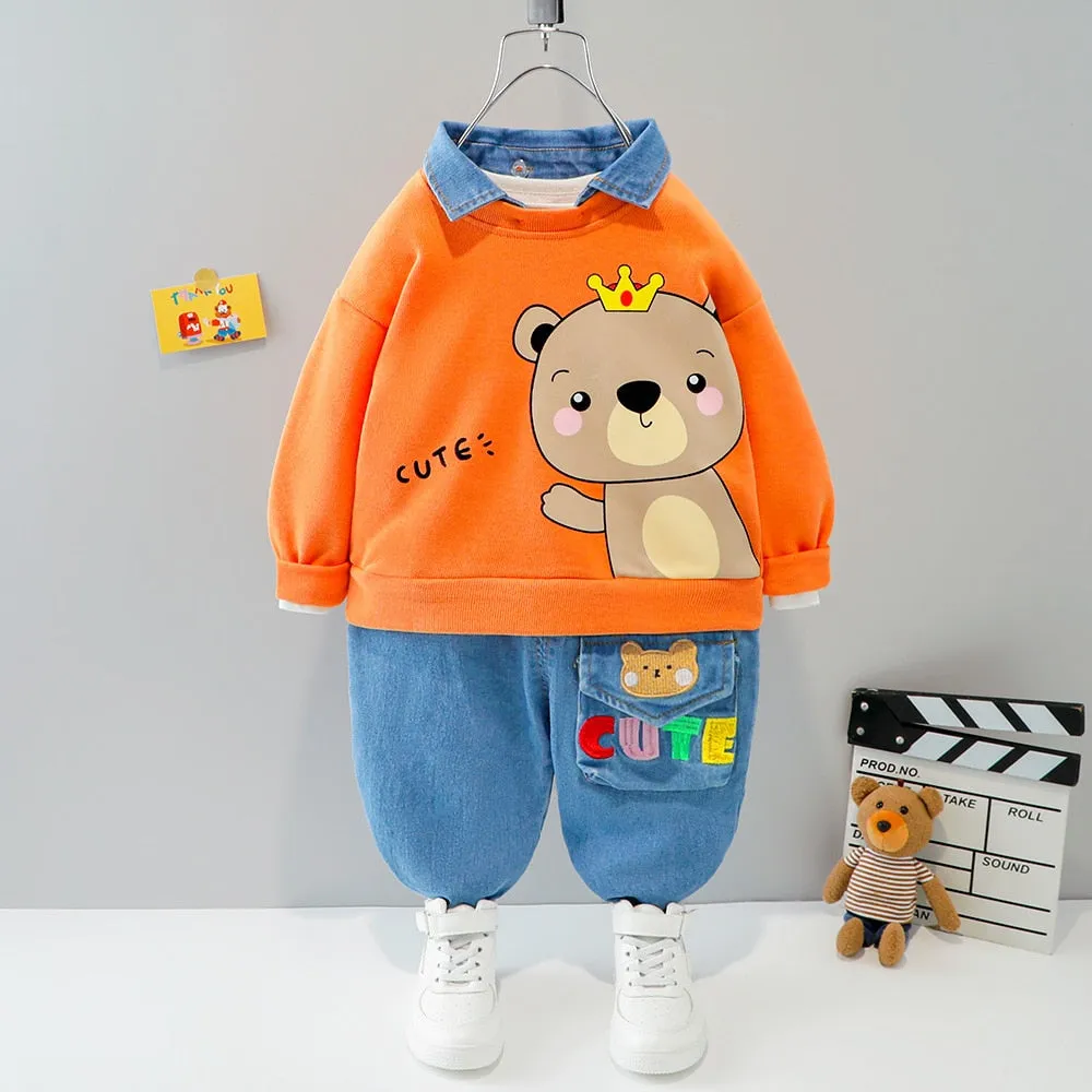 Cartoon Animal Design  Warm Sweater Pants For Kids