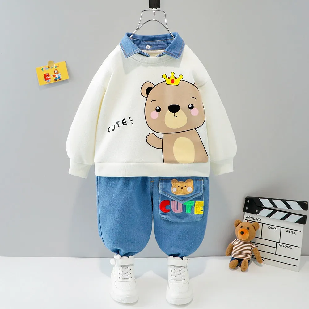 Cartoon Animal Design  Warm Sweater Pants For Kids