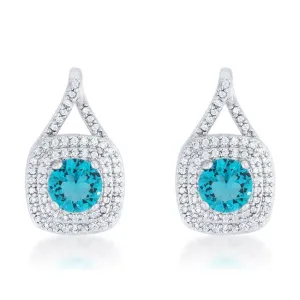 Christal 2.3ct Aqua CZ Rhodium Classic Drop Earrings