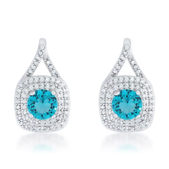 Christal 2.3ct Aqua CZ Rhodium Classic Drop Earrings