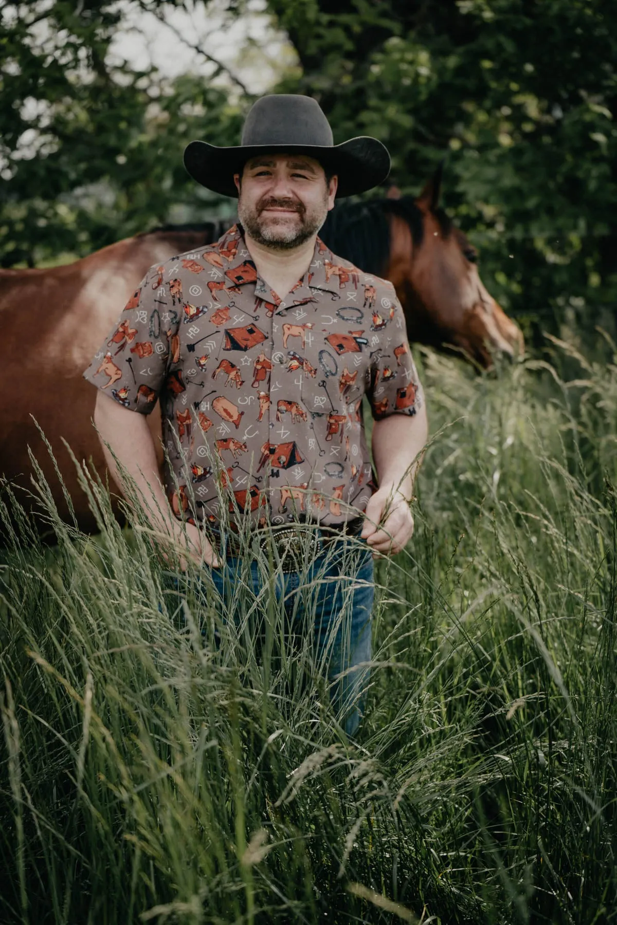 CINCH Men's Brown Cowboy Campfire Short Sleeve Button Up (S-XXL)