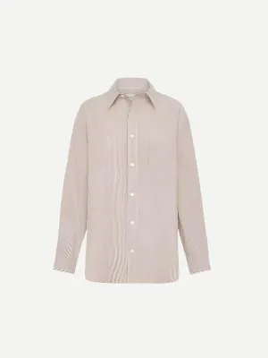 Classic Stripe Shirt in Taupe Pinstripe