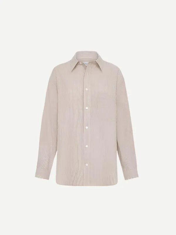 Classic Stripe Shirt in Taupe Pinstripe