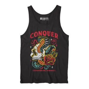 Conquer Till Death - on Black tank top