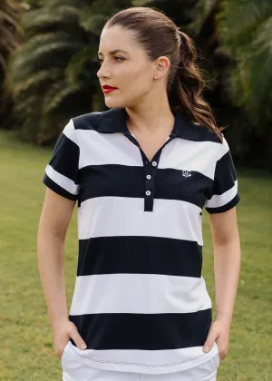 Cotton Striped Fitted Polo Navy/White