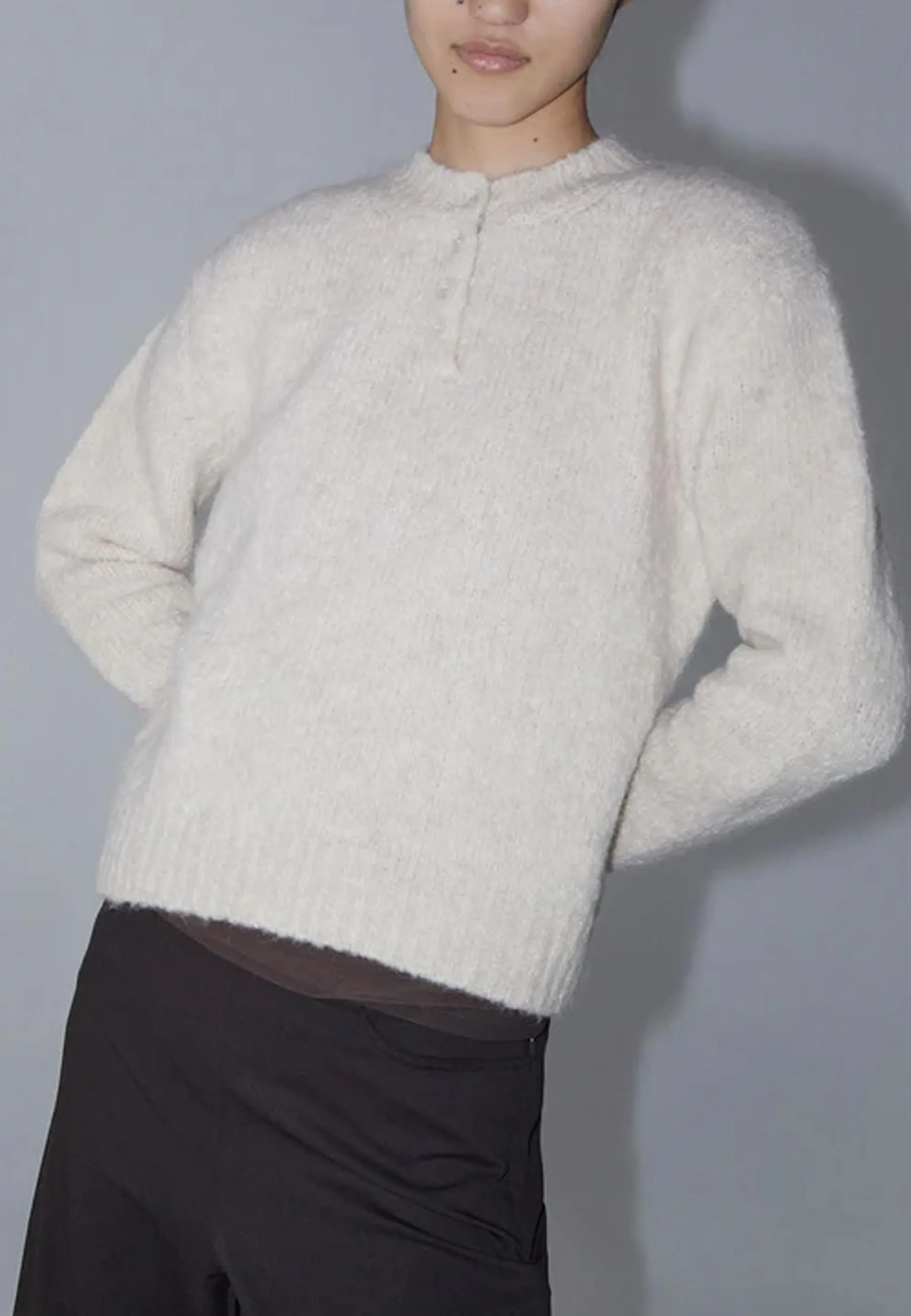 Crush Knit Sweater - Ecru