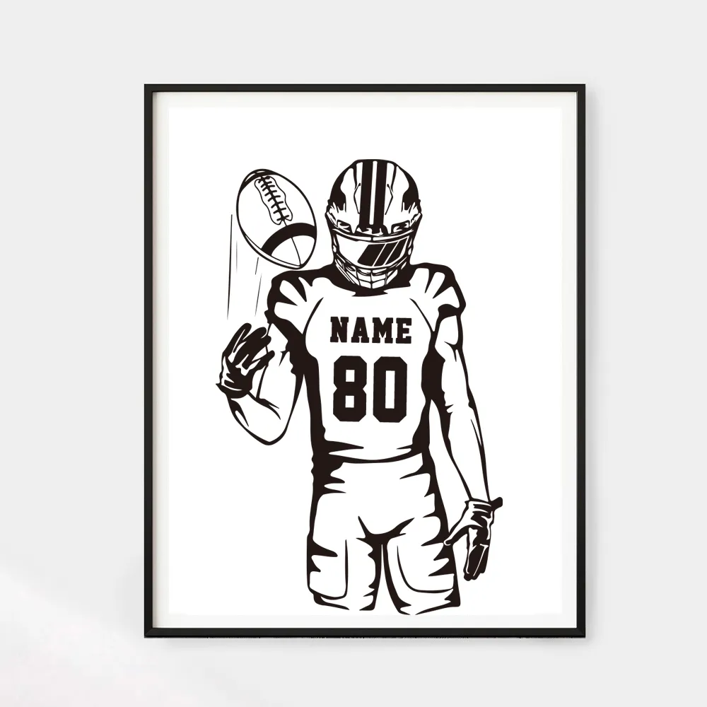 Custom Football Poster, Personalized Football Art, Football Player Print, Football Gifts, Football Jersey Room Decor, Football Wall Art Boy