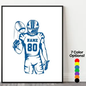 Custom Football Poster, Personalized Football Art, Football Player Print, Football Gifts, Football Jersey Room Decor, Football Wall Art Boy