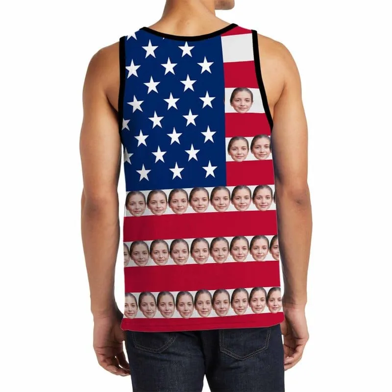 Custom Girlfriend Face Tank Tops Personalized American Flag Design Your Own Men's All Over Print Tank Top