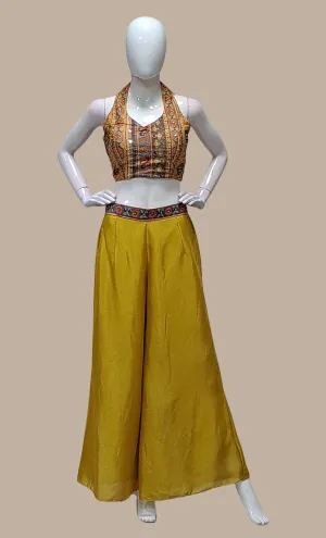 Deep Mustard Embroidered Palazzo Set