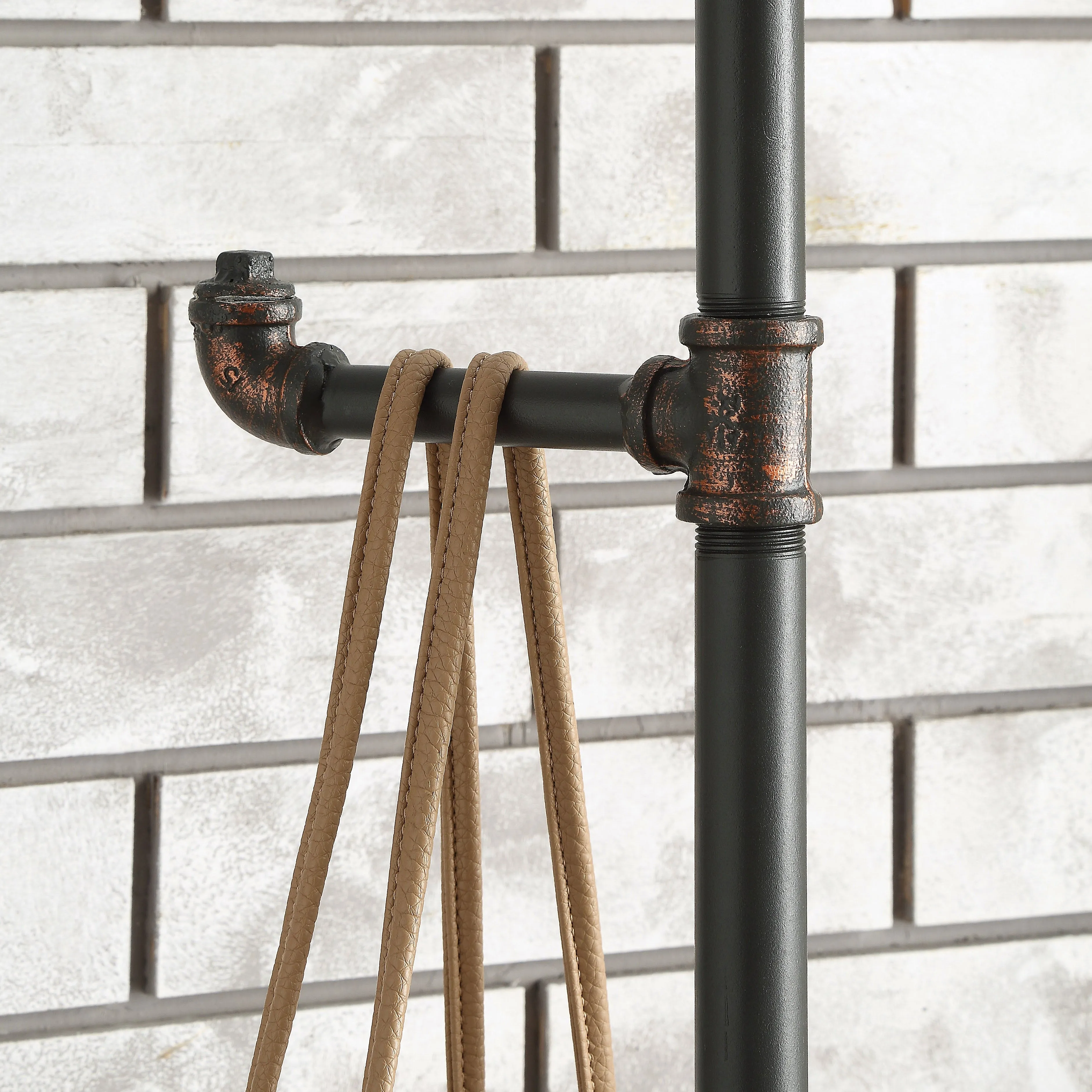 Dolen Industrial Sand Black and Copper Coat Rack