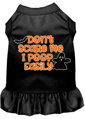 Don't Scare Me, Poops Easily Screen Print Dog Dress Black 4x