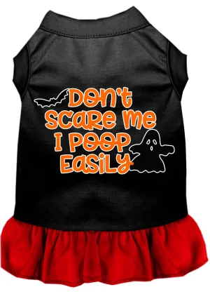 Don't Scare Me, Poops Easily Screen Print Dog Dress Black With Red Xl