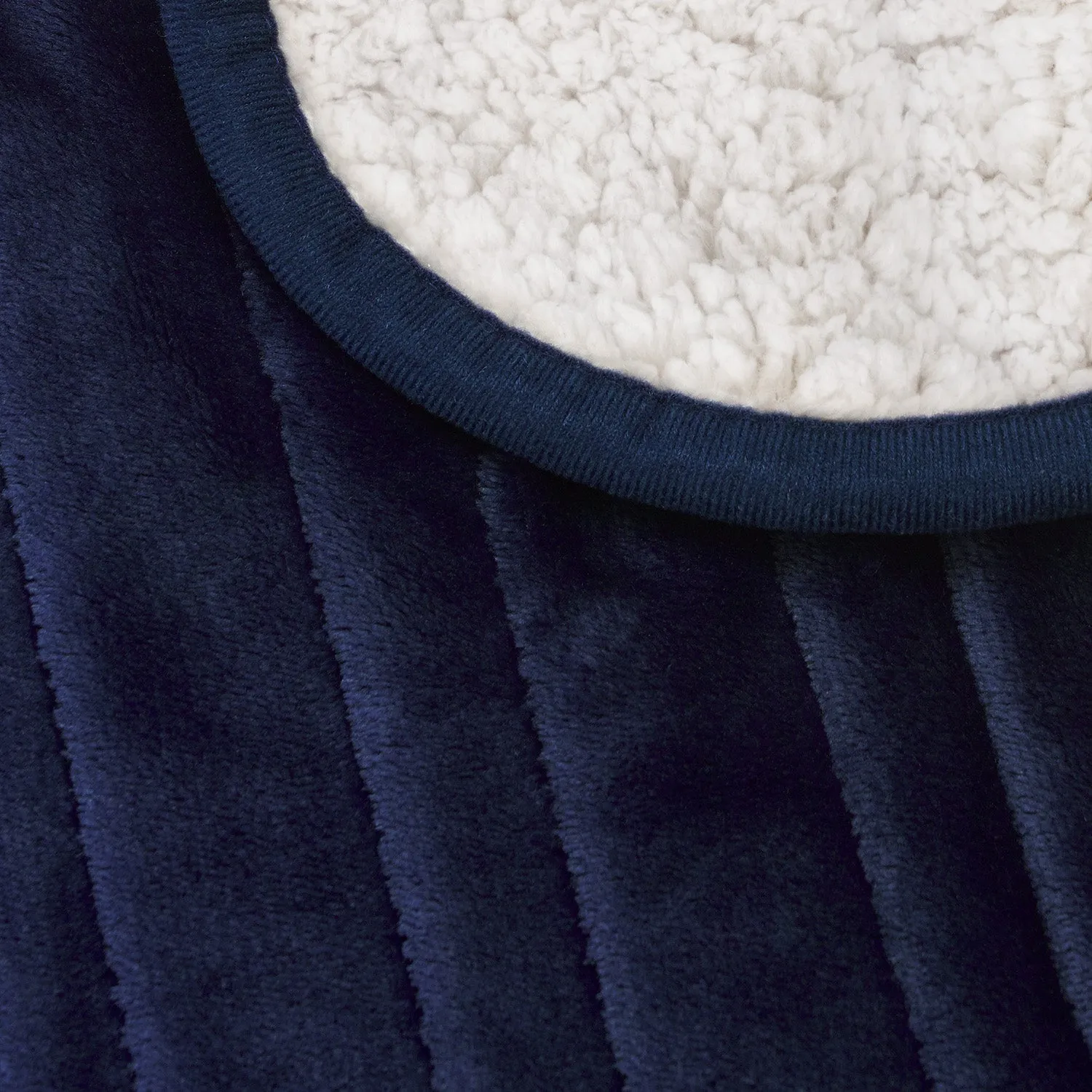 Double Fleece & Sherpa Electric Heated Throw - Navy