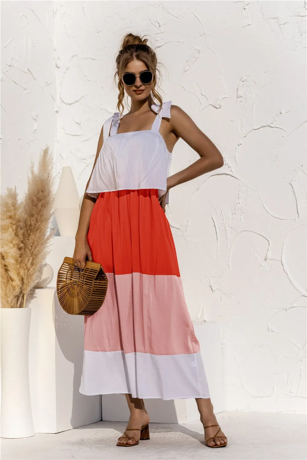 Elegant Patchwork Hit Color Dress