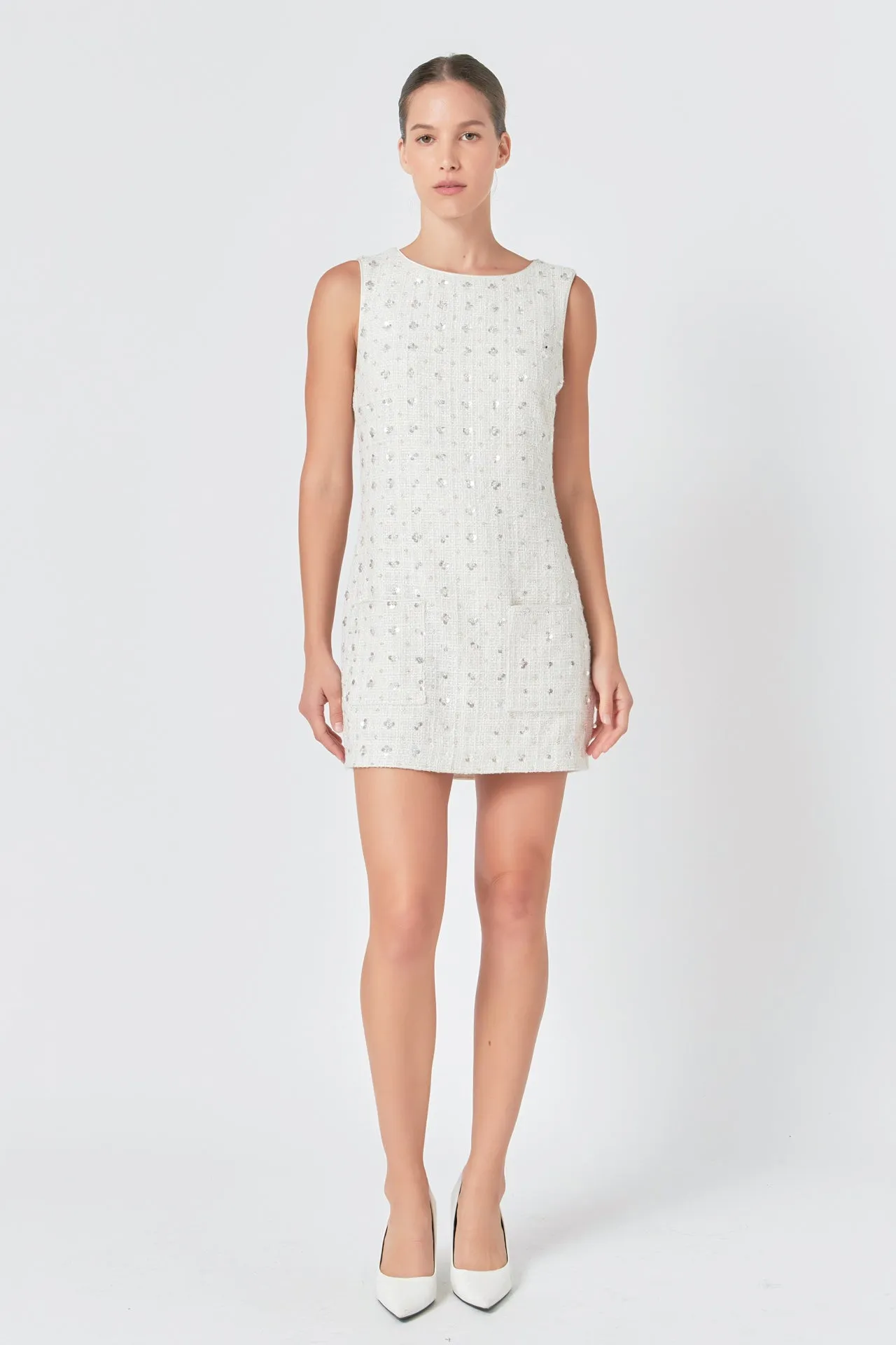 Endless Rose - Premium Floral Embellishment Tweed Mini Dress