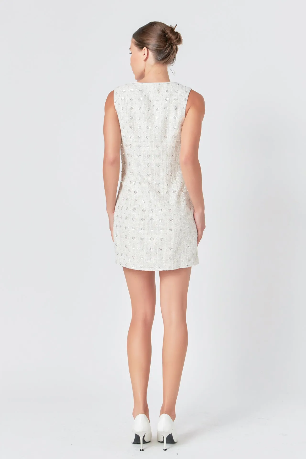 Endless Rose - Premium Floral Embellishment Tweed Mini Dress