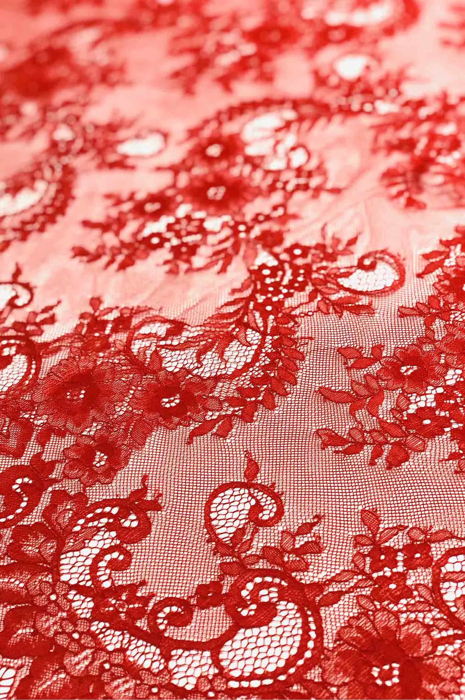 Fiery Red French Plain Lace FLP-004/72 Fabric