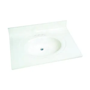 Foremost WS-2231 Vanity Top, 31 in OAL, 22 in OAW, Marble, Solid White, Oval Bowl, Countertop Edge