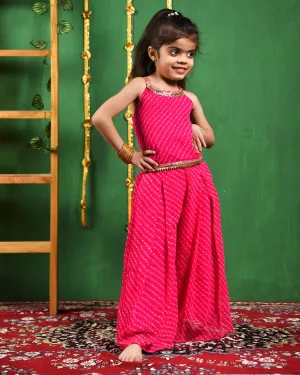 Girl's Pink Top and Flared Palazzo Set - Rangpur