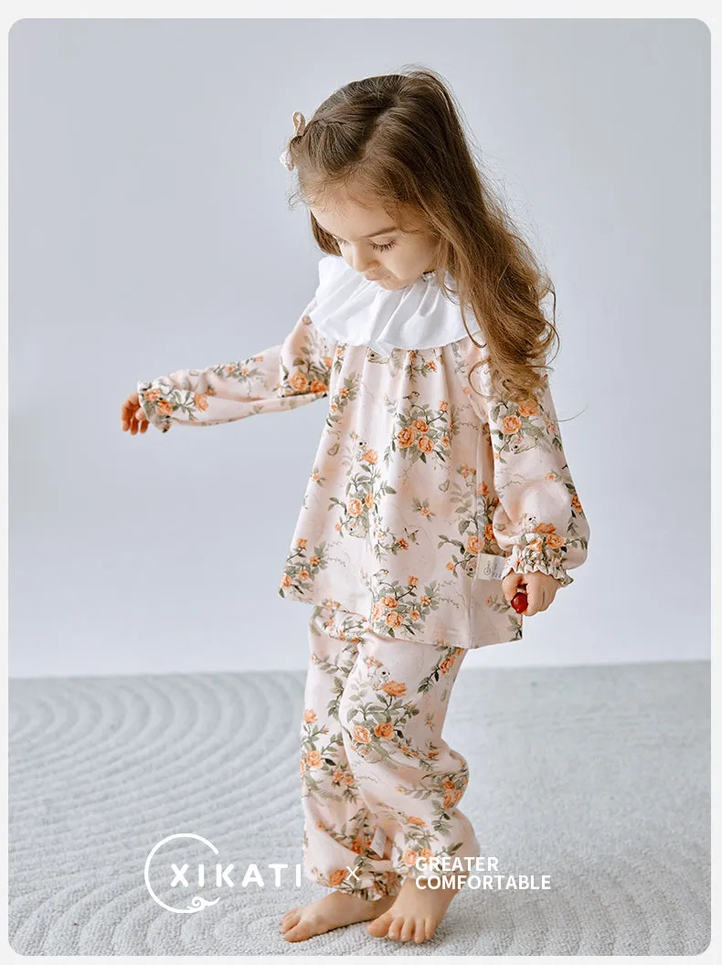 Girls' Squirrel Floral Long Sleeve Loungewear