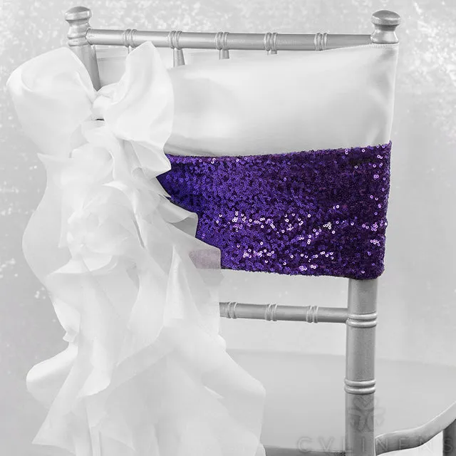 Glitz Sequin Spandex Chair Band - Purple