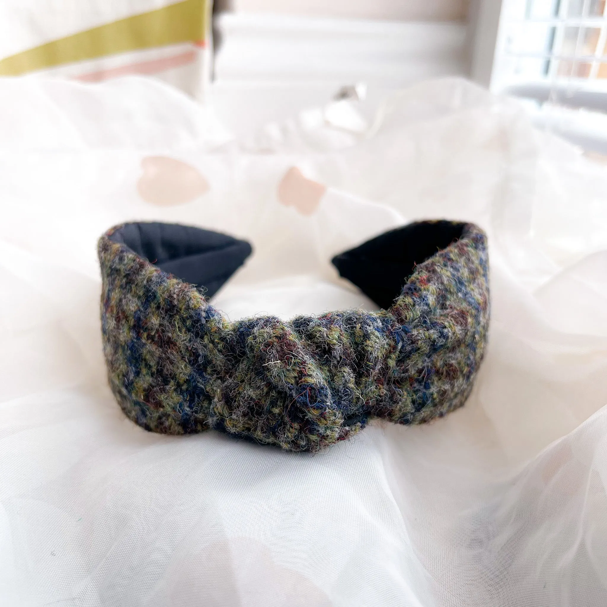 Green Tweed Knot Headband