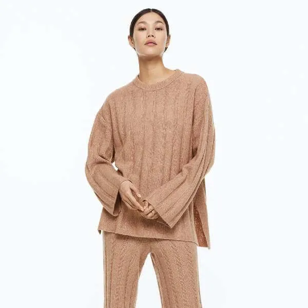 H&M Oversized Rib-knit sweater, beige