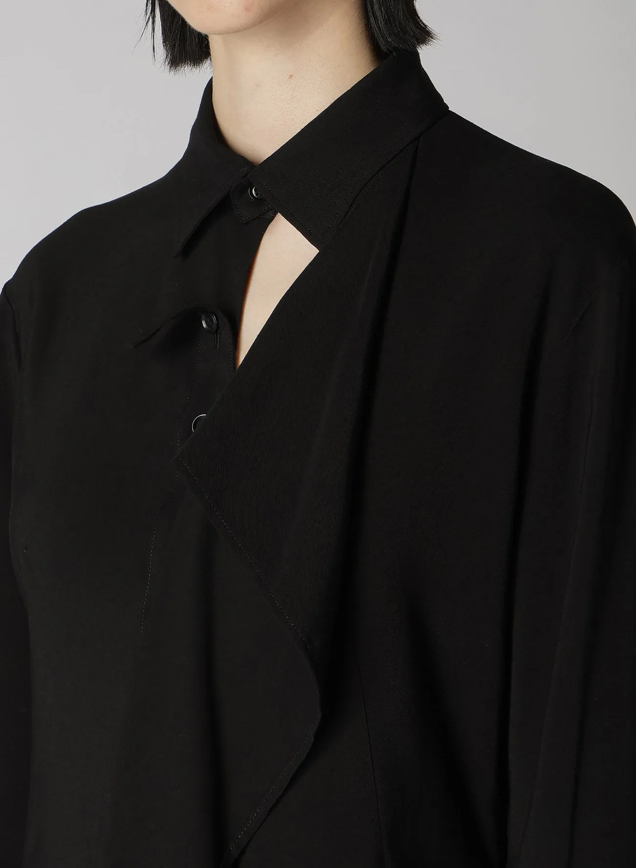 HARD TWISTED GABARDINE DRAPE SHIRT DRESS